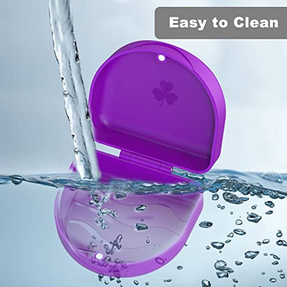 Retainer Case Denture Case: BVN Orthodontic Dental Case, Slim Braces Case, Mouth Guard Case, Denture Box, Teeth Aligner Case, Night Guard Case Container Storage Holder Purple - color: Purple
