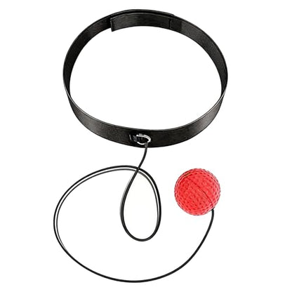 Boxing Ball Headband Set PU Rubber Punching Boxing Ball Adjustable Headband Fitness Hand Eye Coordination Speed Training for Adults Kids Home Gym