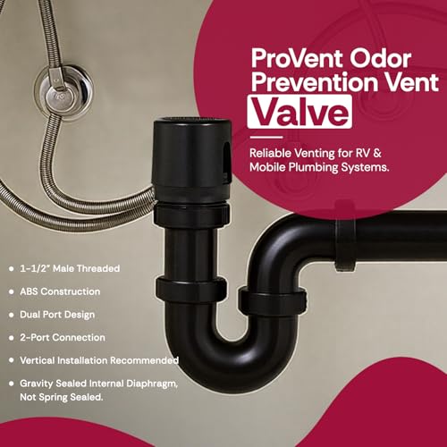 The 1-1/2" Male Threaded ProVent Venting Solution Air Admittance Valve AAV, RV's and Housing Applications Odor Prevention Valve for Plumbing and Drainage Systems (Black) - color: Pack of 1 - Residential Housing