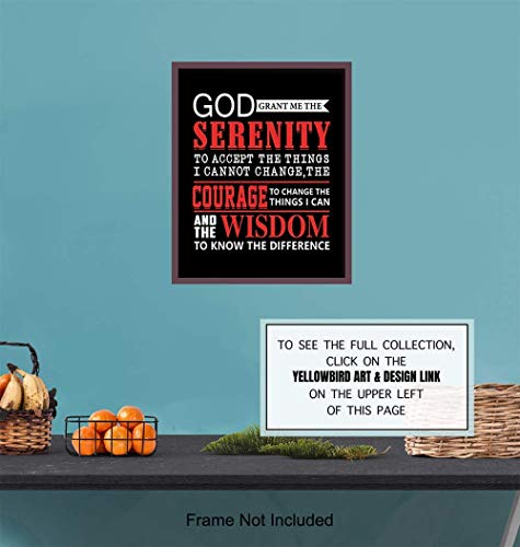 Serenity Prayer Wall Art Print - AA Recovery Poster 8x10 Unframed | Serenity Prayer Wall Decor, Recovery Gift Ideas, Sobriety Gifts For Women, Twelve Step Program Art, Addiction Recovery Decor