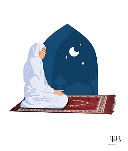 TB Islamic Prayer Rug Plush Soft Velvet Muslim Mat Unique Arabic Turkish African Embroidered Design Prayer Bead Daily Salah Prayer Meditation Ramadan Eid Gift for Women Men Kids (Red) - color: Red