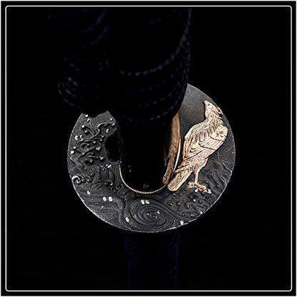 siwode Katana Handmade Full Tang Sharp, Alloy Tsuba Japanese Samurai Sword High Carbon Steel 1060,T10 1095, 40-Inch - color: Eagle