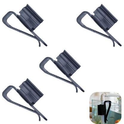 4Pcs Hose Holder, Plastic Fish Water Pipe Clamp, Aquarium Filtration Clip, Adjustable Aquarium Filtration Bucket Mounting Clip, Fit fir 8mm to 16mm Hoses (Black)