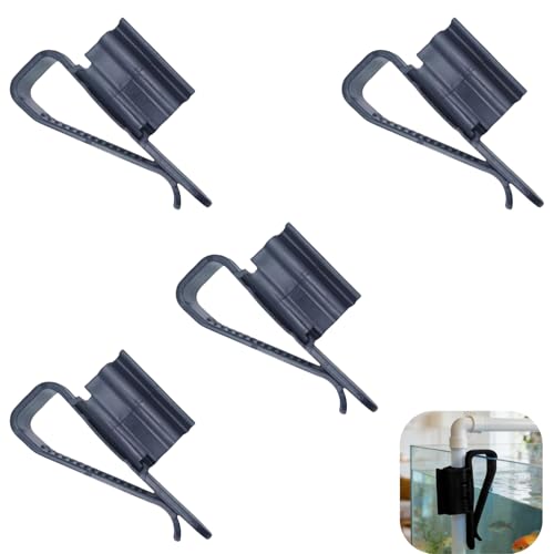 4Pcs Hose Holder, Plastic Fish Water Pipe Clamp, Aquarium Filtration Clip, Adjustable Aquarium Filtration Bucket Mounting Clip, Fit fir 8mm to 16mm Hoses (Black) - color: Black