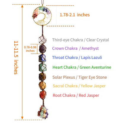 2 Pieces of 7 Chakras Healing Crystals and Tree of Life Wall Hanger Tumbled Gemstones Meditation Hanging Ornament Christmas Tree Memorial Hanging Pendant (Style 1) - color: A-style 19