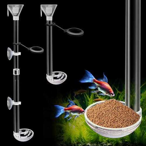 Aquarium Fish Shrimp Feeding Dish Set, Shrimp Feeding Dish Set, Transparent Shrimp Feeding Adjustable Tube with Feeding Ring, Cleaning Brush for Fish Tank and Preventing Food Scattering (Large) - size: Large