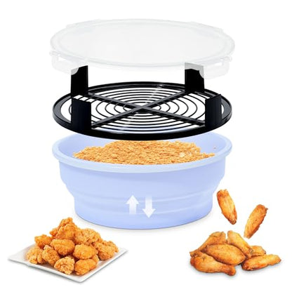 Collapsible Batter Bowl - Breading Bowl Shaker with Lid , Light Blue - color: Light Blue
