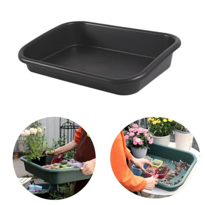 Garden Tidy Tray, Multifunctional One Piece Potting Tray for Seeding, Mixing, Growing and Storage, Succulent and Cactus Soil Potting Mix 23"x16.4"x4.3" (Black) - color: Black