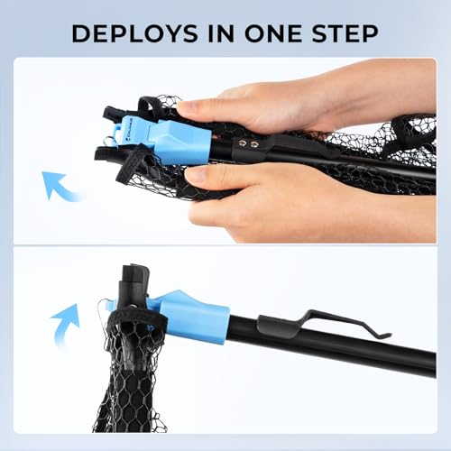 Calamus Triangle Fishing Net with Non-Slip Elastomer Handle | Lightweight & Strong, Foldable Landing Net, Elastic Lanyard and Belt Clip, UV-resistant Mesh, Fishing Gear for Men - style: 31" Full - Floating Net (Fixed Pole)