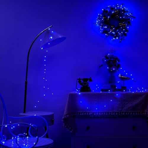 Ariceleo 2 Pack 16.4ft Battery Operated String Lights with Timer, Blue with Synchronized Twinkle Mode, Fairy Lights Battery Powered, 50 LEDs, Idea for Christmas Bedroom Party Wedding - color: Blue, size: 2 Pack-Upgrade