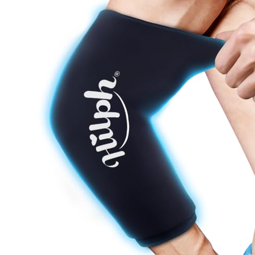 Hilph Elbow Ice Pack Wrap, Multi-Use Ice Sleeve for Elbow Arm Knee, Medium | Reusable, Flexible Gel, Cold Compression, Tennis Elbow Golfers Arm Tendonitis Pain Relief, Muscle Relaxation, Sports Recovery - size: Medium, style: Black