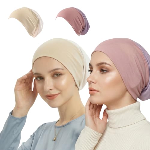 Yeieeo Women's Stretch Tube Hijab UnderCap Solid Color Hijab Headscarf For Women Lightweight Hats Breathable Liner 2pcs/4pcs - color: Color4+5