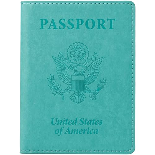 TIGARI Passport Holder for Travel Women Men, Valentines Day Gifts PU Leather Wallet Cover Case Sleeve, Waterproof Protected Document Organizer, Vacation Plane Cruise Travel Essentials - color: A-Teal, style: Classic(slim)