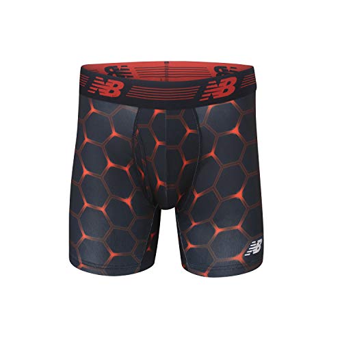 New Balance Men's Performance Boxer Briefs with Fly, Breathable Stretch Underwear, Moisture Wicking, Soft Waistband (3 Pack) - color: Team Red/Black/Team Red Viper