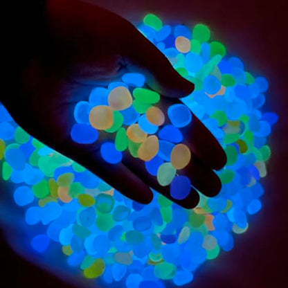 SEETOOOGAMES Glow in Dark Rocks - Glow Pebbles Stones for Outdoor Garden, Aquarium, Walkway, Yard Accessories, Turtle Fish Tank Gravel, Landscaping Decorations - 500 Mixed - style: 500 MIXED