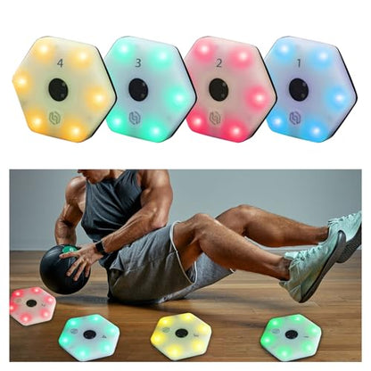 JOJOCY ReactionX Training Lights 4 PCS - Pressure Resistant, Mobile App Control, 29+ Modes, 8 Lights, 6 Strobe Effects, Type-C Charging, Enhances Reaction Time & Agility