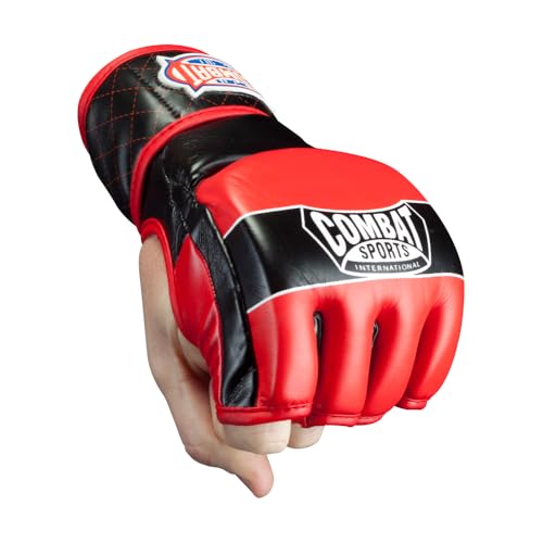 Combat Sports Traditional MMA Fight Gloves - color: Black / Red, size: Large