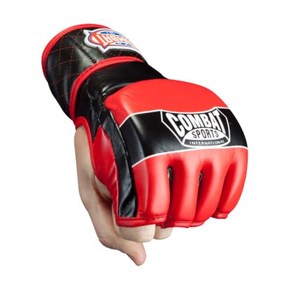 Combat Sports Traditional MMA Fight Gloves - color: Black / Red, size: Large