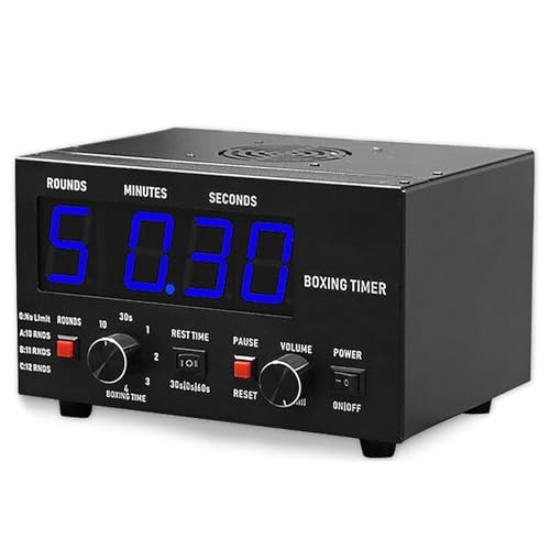 Boxing Interval Timer, Professional Gym Timer with LED Display, Adjustable Buzzer, Selectable Training Time & Cycle Repetitions for Muay Thai/Kickboxing - color: Blue