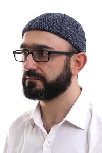 ihvan online Kufi Hats for Men, Taqiya, Takke, Turkish Muslim Winter Velvet Roll-up Edge Prayer Skullcaps, Islamic Gifts - color: Blue Sky