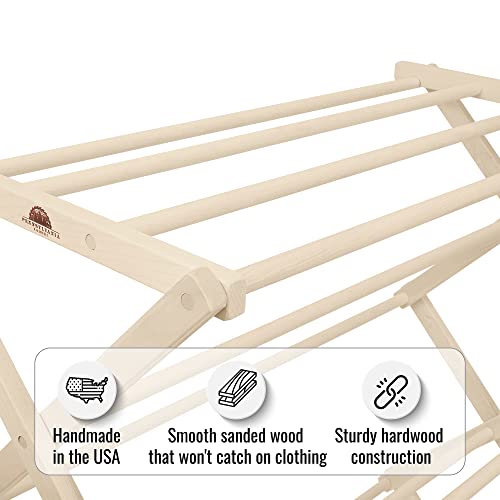 Pennsylvania Woodworks Premium American Maple Clothes Drying Rack - Handcrafted in Pennsylvania - Solid Wood Construction, Collapsible, Eco-Friendly Laundry Solution (Large) - color: Large | Flat Top