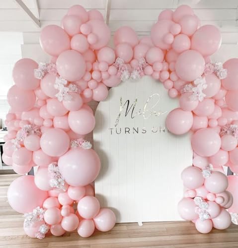 Pastel Pink Balloon Garland Double Stuffed Baby Pink Balloons Arch Light Pink Latex Balloons Different Sizes 18/12/5 Inch Macaron Balloon Kit for Baby Shower Wedding Princess Birthday Party Decor - color: Baby Pink
