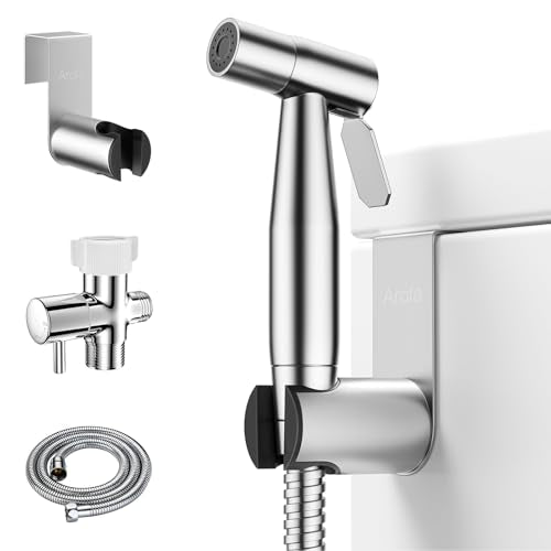Arofa Handheld Toilet Bidet Sprayer for Toilet-Adjustable Water Pressure Control with Bidet Hose for Feminine Wash, Stainless Steel Brushed Nickel Bidet Faucet Cloth Diaper for Baby Wash - color: Brushed Nickel, size: Standard-1 Pack