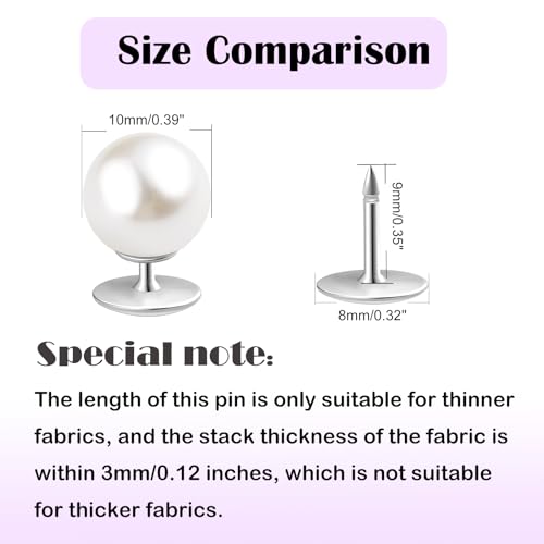 ZLMCUJE 10 Sets Pearl Buttons No Sew Buttons Pearl Brooch Pins Fixed Pins No Tool Removable Reusable for Shirt Blouse Dress Sweater Shawl,for Women (10mm) - size: 10mm/0.39inch