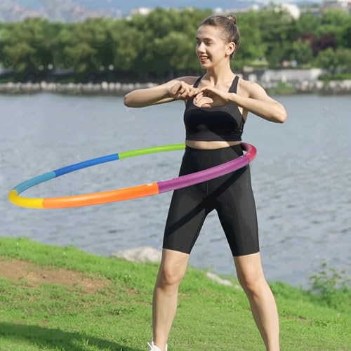 Phobby Weighted Exercise Hoop for Adults, Adjustable Fitness Hoop | 8 Detachable Hoop Sections with Jump Rope & Storage Bag, Home Gym Workout - style: Pro 2.8lb