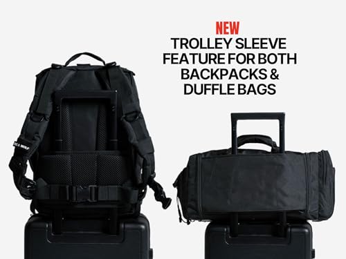 WOLFpak 30L Perfect Duffle Bag (Nightshade) Tactical Gym Bag Hardshell Base 1000D Waterproof Travel Carry On with Shoe Compartment, Dual Cup Holders, Laptop Sleeve & Molle Straps - color: Nightshade