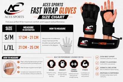 Fast Wraps/Easy Wraps/Hand Wraps Gloves-1 Meter Long Wrist Straps - size: Large