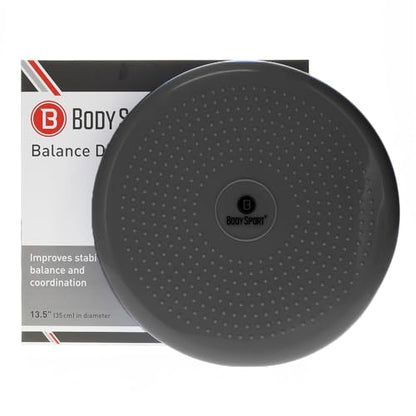 Body Sport Balance Disc - Inflatable, 13.5 in Balance Trainer - for Core Stability and Muscle Activation - Perfect for Dynamic Sitting or Standing Exercises (Black)