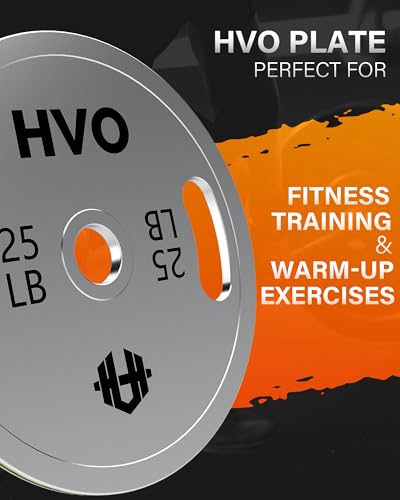 HVO Olympic Weight Plates with Grip: 2 Inch Standard Calibrated Weight Plates For Home Gyms, Fitness Centers, Strength Workouts, Barbell Use Olympic Standard Weights - size: 25LB Pair