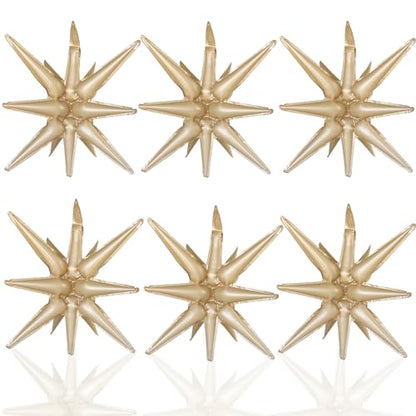 6 Pcs Caramel Colour Star Foil Balloons One-Piece 14-Pointed Star Balloon 4D Starburst Cone Mylar Balloon 22inch Christmas Birthday Wedding Wedding Anniversary Party Supplies(Caramel Colour) - color: Caramel Colour