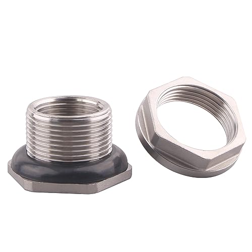 DERNORD 1" Female Bulkhead Water Tank Connector Stainless Steel Bulkhead Fittings Pack of 5 - size: 1 Inch, style: Pack of 5