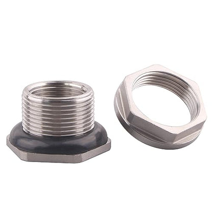 DERNORD 1" Female Bulkhead Water Tank Connector Stainless Steel Bulkhead Fittings Pack of 5 - size: 1 Inch, style: Pack of 5