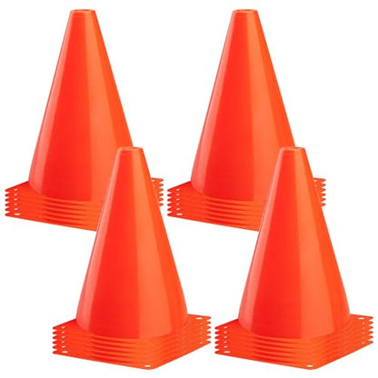CARTMAN Plastic Training Cones (Set of 12/24 Pack 9" or 12/24 Pack 7" or 12/24 Pack Disc Cone) Agility Soccer Cones, Indoor Outdoor and Festive Events Field Marker Agility Cones - style: 9" 24pk
