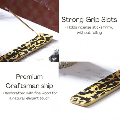 Bless-International Traditional-Handmade-Burner Wooden-Incense-Stick-Holder Ash-Catcher-Stand for-Aromatherapy-Meditation-Yoga (Beautiful Mind) 10 Inches, Pack of 2 - color: Beautiful Mind,10 Inch, size: Two Holders