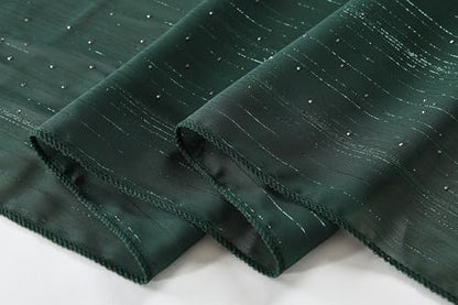 OurLore Chiffon Shawls Wraps for Women Sheer Glitter Scarf Sparkly Rhinestones Shoulder Sarong Cover Up Hijab for Wedding - color: Dark Green