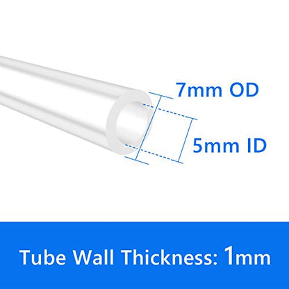 Quickun Pure Silicone Tubing, 5mm ID x 7mm OD High Temp Food Grade Tube Pure Silicone Hose Tube for Home Brewing, Beer Line, Kegerator, Wine Making, Aquaponics, Air Hose by Proper Pour (9.84 Ft) - size: 5mmx7mm, style: 9.84Ft (3meters)