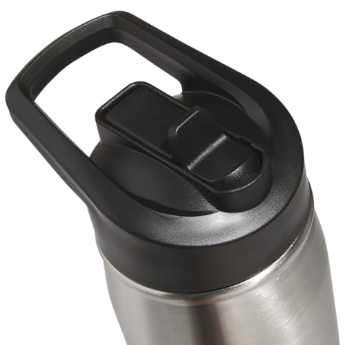 adidas Stainless Steel Metal Water Bottle 20 oz (600 mL) Straw Lid - color: Stainless Steel/Black 1