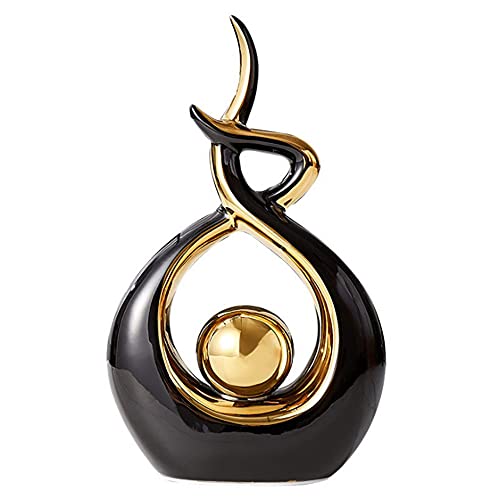 Norrclp Home Decor Modern Abstract Art Ceramic Statue Table Decorations for Dining Room Living Room Office Centerpiece - color: Black and Gold, size: Small