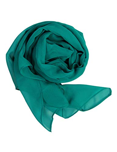 PANTONIGHT Long Chiffon Sheer Scarf For womens - color: 715 Teal Green