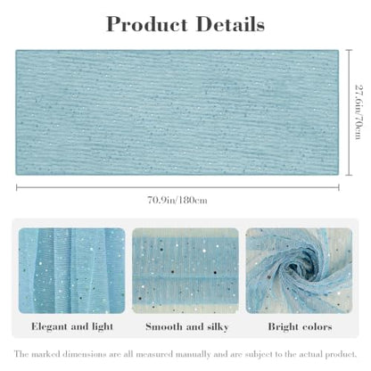 Sequin Scarf for Women Lightweight Mesh Shawl Wrap Bandana Hijab Headscarf for Summer Evening Dress - color: Skyblue
