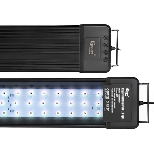 hygger 60W Smart Aquarium Light, Bluetooth LED Light with App Control, Full Spectrum Fish Tank Light with 24/7 Lighting Cycle, 5 Modes, Adjustable Timer, for 48"-55" Freshwater Planted Tank - size: 60W (for 48-55 inch Tank)