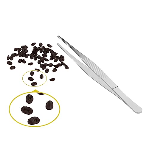 6.3" Stainless Steel Tweezers, Straight Blunt, 3/64" Thick | Round Serrated Tip, Multipurpose Daily Garden Home Lab Craft Repairing Tool - size: 6.3"L(3/64"T)