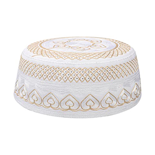 TINAYAUE Men Islamic Worship Prayer Headwear Eid Ramadan Prayer Muslim Cap Saudi Arabia Kufi Hat Mosque Madrassa Egyptian Hat - color: Yellow