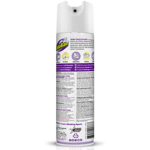 OdoBan Ready-to-Use Disinfectant and Harsh Aroma Eliminator, Set of 2, 14.6 Ounce 360-Degree Continuous Spray Fabric/Air Freshener and 1 Gallon Multi-Purpose Cleaning Concentrate, Lavender Scent - size: 71.3 Fl Oz (Pack of 2)