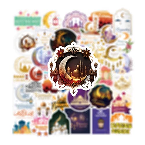 65PCS Ramadan Stickers Islamic Sticker Vinyl Waterproof for Laptop,Bumper,Skateboard,Water Bottles,Computer,Phone