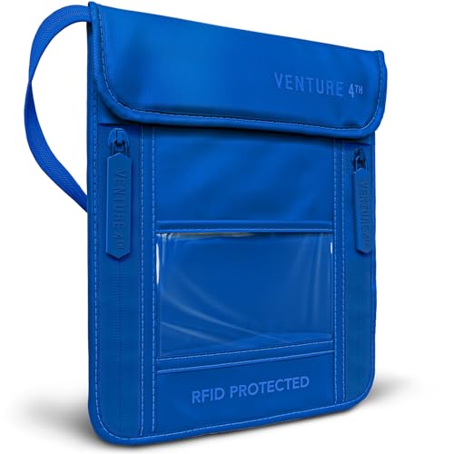 VENTURE 4TH Travel Neck Wallet, RFID Blocking Passport Holder - Sleek Blue - color: Sleek Blue